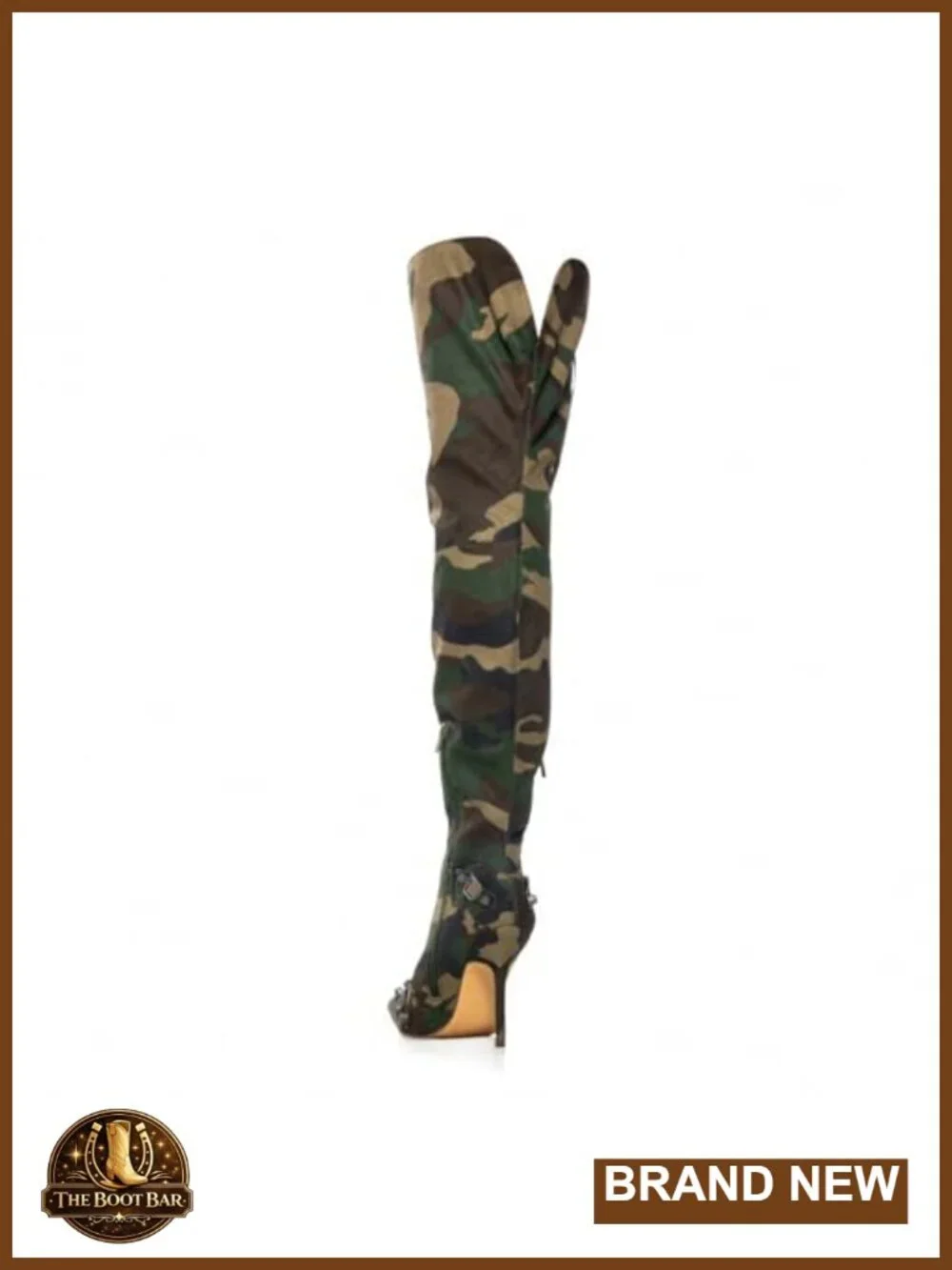 Camo Knee High Boots Pointed Stiletto Heels Pull-On Tall Boots